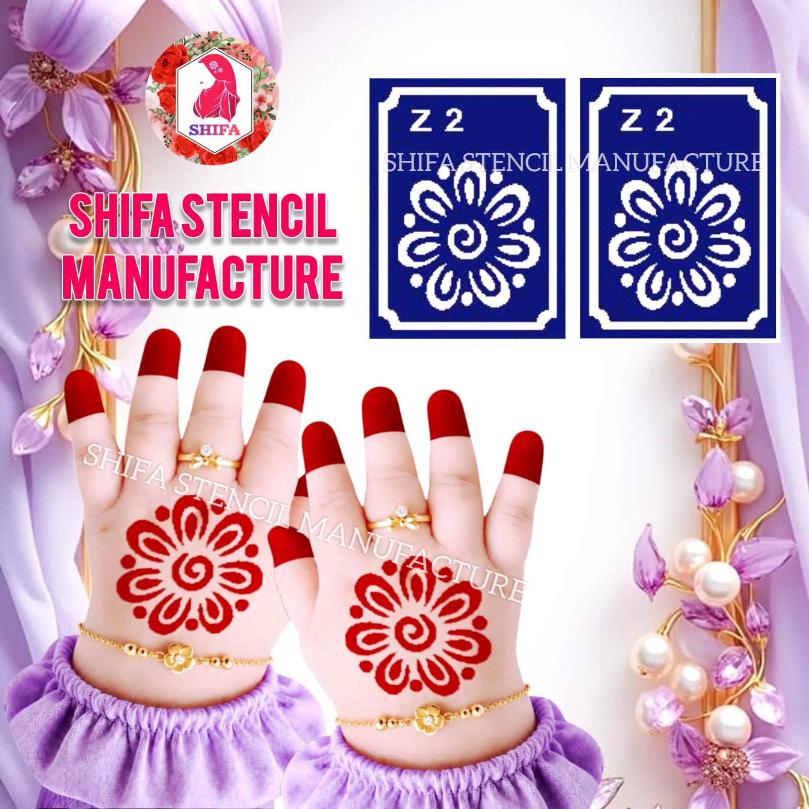 Z 2  Spiraled Bloom - Sticker overview - Shifa Stencil Manufacturer